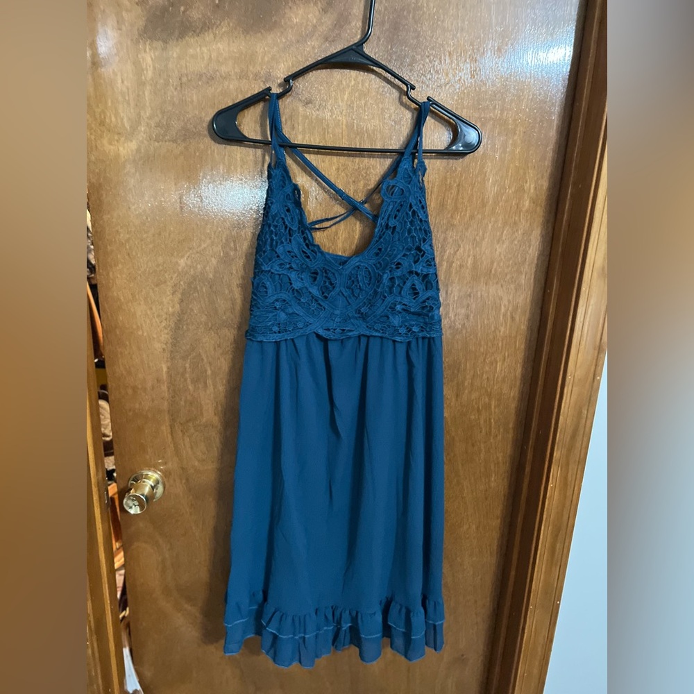 Lace Top Navy Dress
